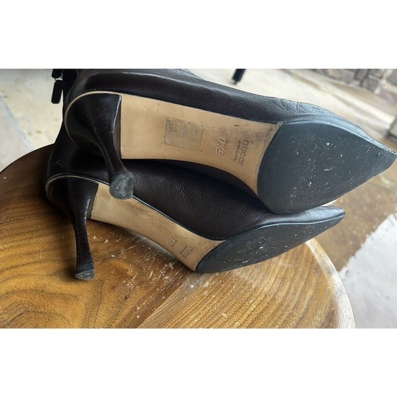 Gucci Brown Leather Ankle Boots Size US 7.5 7 1/2 Zipper Pointed Toe KB - Picture 3 of 8